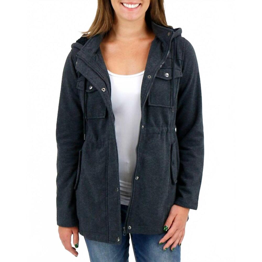 NEW GRACE AND LACE winter utility jacket with hood in dark heathered charcoal